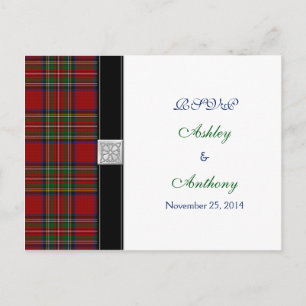 Royal Stewart Tartan Bruiloft RSVP Antwoorden Brie Uitnodiging Briefkaart