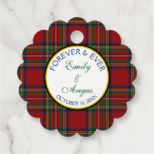 Royal Stewart Tartan Bruiloft Save a Date Bedankjes Labels (Achterkant)