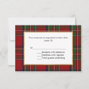 Royal Stewart Tartan Carte RSVP de mariage