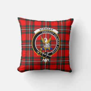 Royal Stewart Tartan met Clan Badge en Motto Thr Kussen
