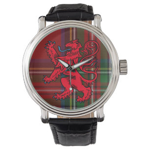 Royal Stewart Tartan met rode leeuw Rampant Horloge