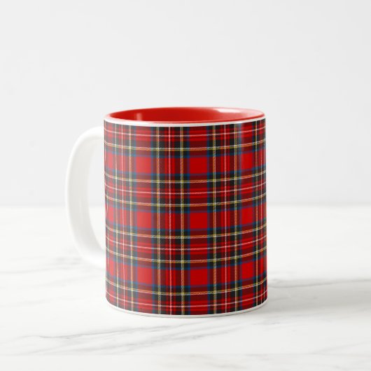 Royal Stewart Tartan Pset Scottish Pattern Tweekleurige Koffiemok (Voorkant links)