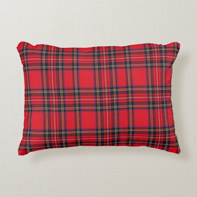 Royal Stewart tartan red black plaid Decoratief Kussen (Voorkant)