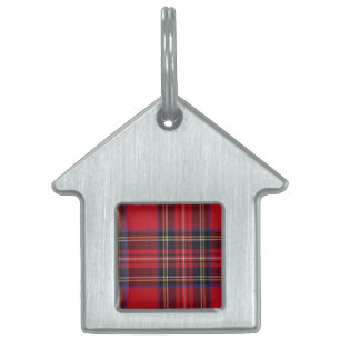 Royal Stewart tartan red black plaid Huisdieren Naamplaatje