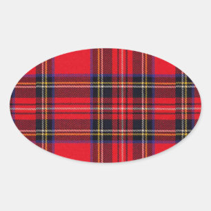 Royal Stewart tartan red black plaid Ovale Sticker
