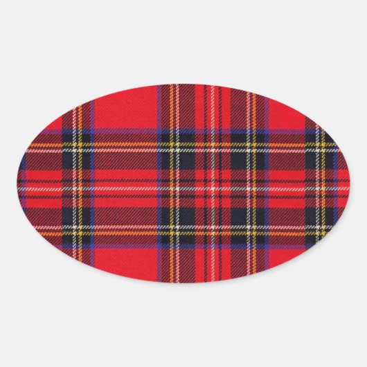 Royal Stewart tartan red black plaid Ovale Sticker (Voorkant)