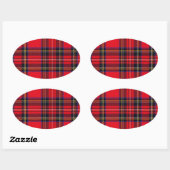 Royal Stewart tartan red black plaid Ovale Sticker (Vel)