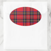 Royal Stewart tartan red black plaid Ovale Sticker (Tas)