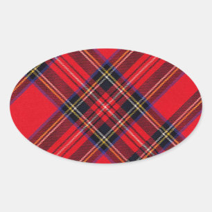 Royal Stewart tartan red black plaid Ovale Sticker