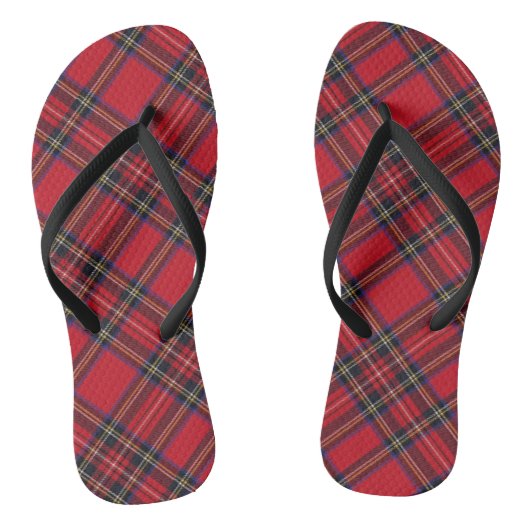 Royal Stewart tartan red black plaid Teenslippers (Voetbed)