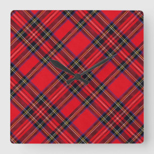 Royal Stewart tartan red black plaid Vierkante Klok