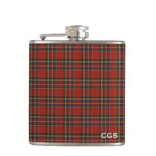 Royal Stewart Tartan Red Scottish Pset Monogram Heupfles