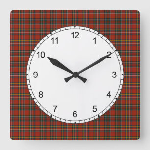 Royal Stewart Tartan Red Scottish Pset Pattern Vierkante Klok