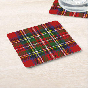 Royal Stewart Tartan Vierkante Kartonnen Onderzetter