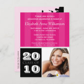 Royal Stripes Graduation Faire-part (rose) (Devant / Derrière)