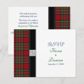 Royal Stuart Schotse Ruit Huwelijksreactiekaart RSVP Kaartje (Voorkant / Achterkant)