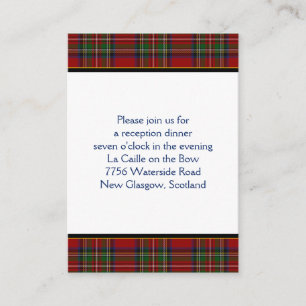 Royal Stuart Tartan Bruiloft Receptie Kaart