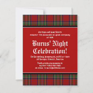 Royal Stuart Tartan Robbie Burns Night Invitation Kaart