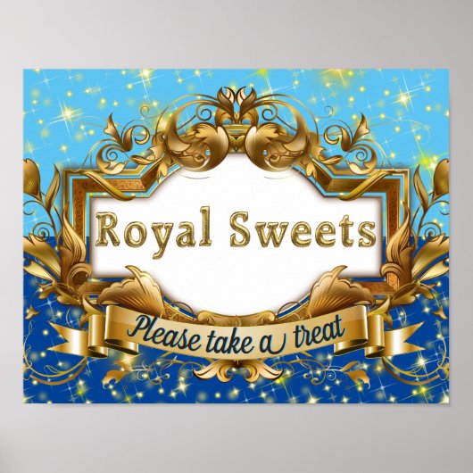 Royal Sweets|Blue & Gold Glitter Elegant Poster (Voorkant)
