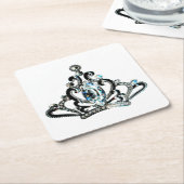 "Royal+Tiara" Vierkante Kartonnen Onderzetter (Schuin)