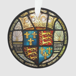 Royal Tudor Coat of Arms Henry VIII Glas in lood Ornament