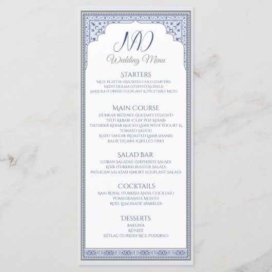 Royal Turkish Wedding Menu Kaart (Voorkant)