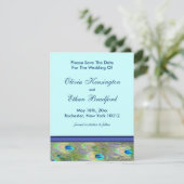 Royal Turquoise Blue Peacock Invitations de mariag (Debout devant)