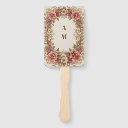 Royal Victoriaans Bloemen Ornamenten Bruiloft Handwaaier (Voorkant)