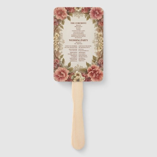 Royal Victoriaans Bloemen Ornamenten Bruiloft Handwaaier (Achterkant)