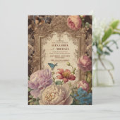 Royal Victoriaans Bloemen Ornamenten Bruiloft Kaart (Staand voorkant)