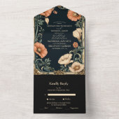 Royal Victoriaans bruiloft grillige bloemenbruilof All In One Uitnodiging (Binnen)