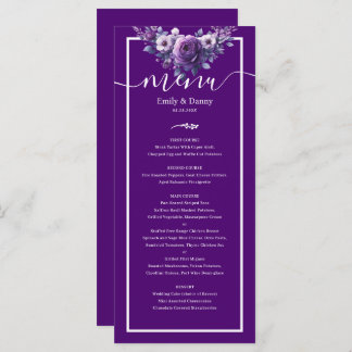 Royal violet élégant violet Mariage botanique Menu