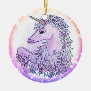 Royal Violet Unicorn Keramisch Ornament