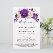 Royal Violet violet or Floral Wedding Programme (Debout devant)