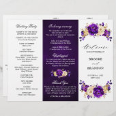 Royal violet violet or Mariage Tri-fold Programme (Devant / Derrière)