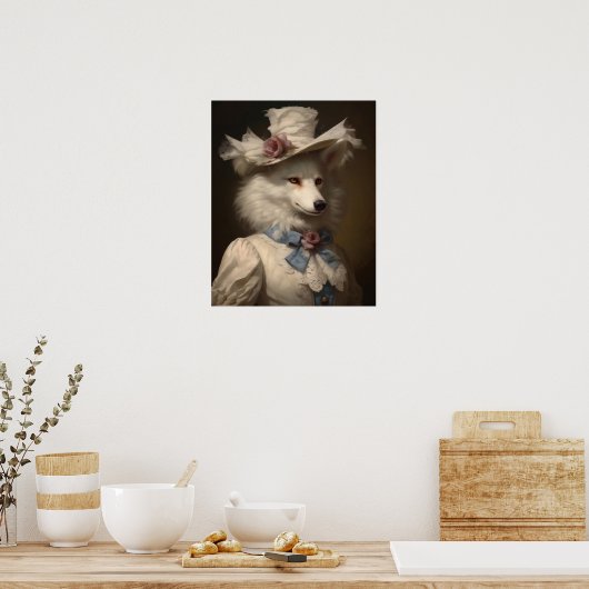 Royal Vrouw Witte Wolf Print, Dark Moody Poster (Keuken)
