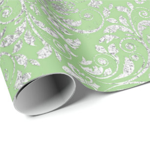 Royal Wedding Damask Mint Groen Zilver VIP Cadeaupapier