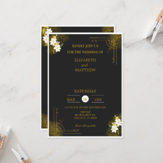 Royal wedding invitation in black and gold kaart