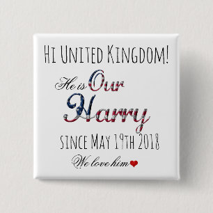Royal Wedding Meghan Markle Prince Harry 19 mei Vierkante Button 5,1 Cm