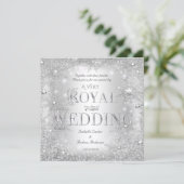 Royal Wedding Silver Winter Wonderland Crown Kaart (Staand voorkant)