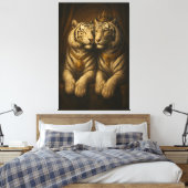 Royal White Tiger Couple • Fine Art Canvas Afdruk (Insitu (Slaapkamer))