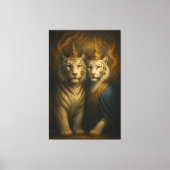 Royal White Tiger Couple – Flaming Crown Edition | Canvas Afdruk (Voorkant)