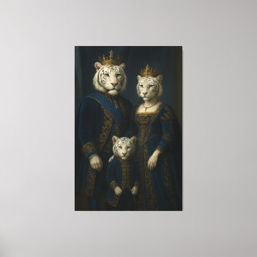 Royal White Tiger Family · Blue Sapphire Crown Can Canvas Afdruk (Voorkant)