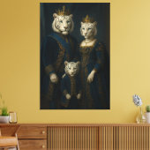 Royal White Tiger Family · Blue Sapphire Crown Can Canvas Afdruk (Insitu (Woonkamer))