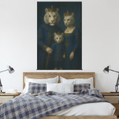 Royal White Tiger Family · Blue Sapphire Crown Can Canvas Afdruk (Insitu (Slaapkamer))