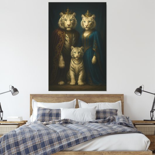 Royal White Tiger Royalty Portrait | ManJiangHong Canvas Afdruk (Insitu (Slaapkamer))