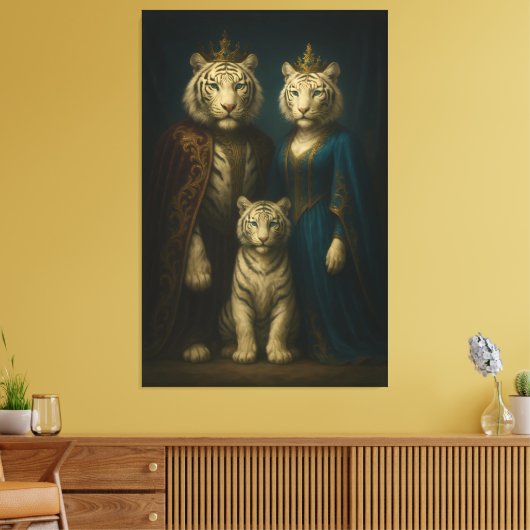 Royal White Tiger Royalty Portrait | ManJiangHong Canvas Afdruk (Insitu (Woonkamer))