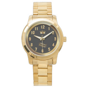 Royale Crown Classic ~ Gold op zwart ~ Unieke ~ Horloge