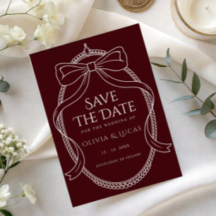 royale vintage burgundy schrift Save the date Kaart