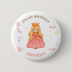 Royals Princess Drie verjaardagsfeest Buttonnen Ronde Button 5,7 Cm